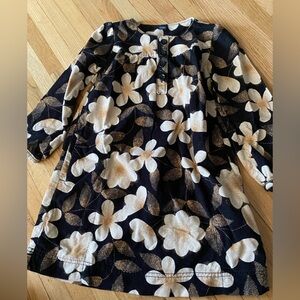 Gap Kids Deauville Dress Size 5T Black Floral Pinwale Corduroy